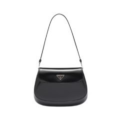 Cleo shoulder Borsa made of brushed leather with a stick Negro