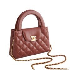 Mini In Vitello Lucido Marrón Con Finiture In Metallo Dorato