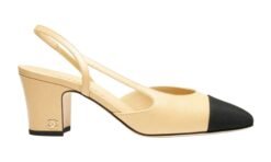 MV di capra e gros-grain Beige e Negro