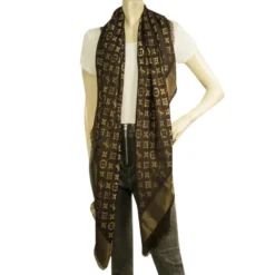 Lana Lucida Con Motivo Monogramma Marrón