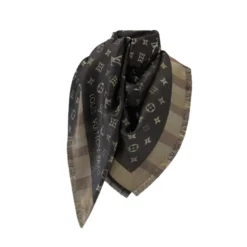 Seta Lucida Con Motivo Monogramma Marrón