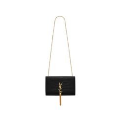 Kate medium tassel in crocodile-embossed leather
