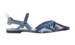 Ballerine slingback in rete Azul con ricamo FF