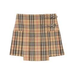 Minigonna a Pieghe in Lana Check