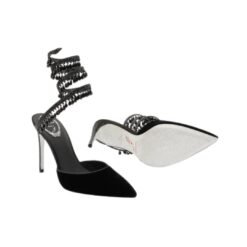 Negro Velvet Chandelier Pumps