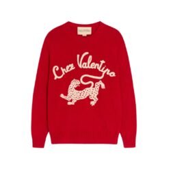 Maglione In Lana Ricamato Rojo