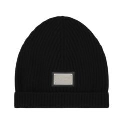 Cappello in maglia con placca