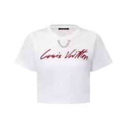 Top corto con firma in corsivo